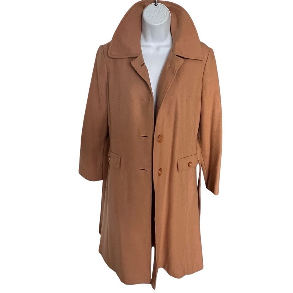 Vintage Classic Camel Wool Blend Coat - Size 10 - Picture 6 of 7